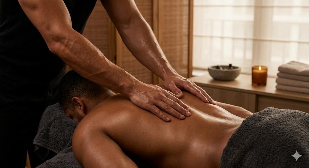 Mannenmassage voor mannen — Ontspanning en medeplichtigheid, Stoelmassage