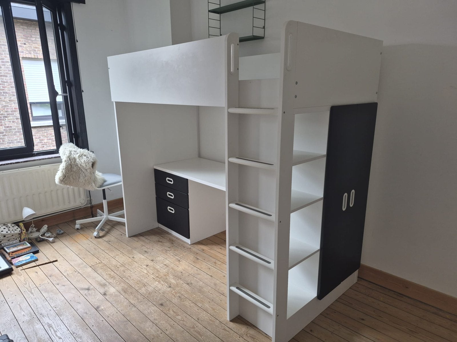 Ikea hoogslaper met bureau, Kinderen en Baby's, Kinderkamer | Stapelbedden en Hoogslapers, Ophalen, Gebruikt, Hoogslaper