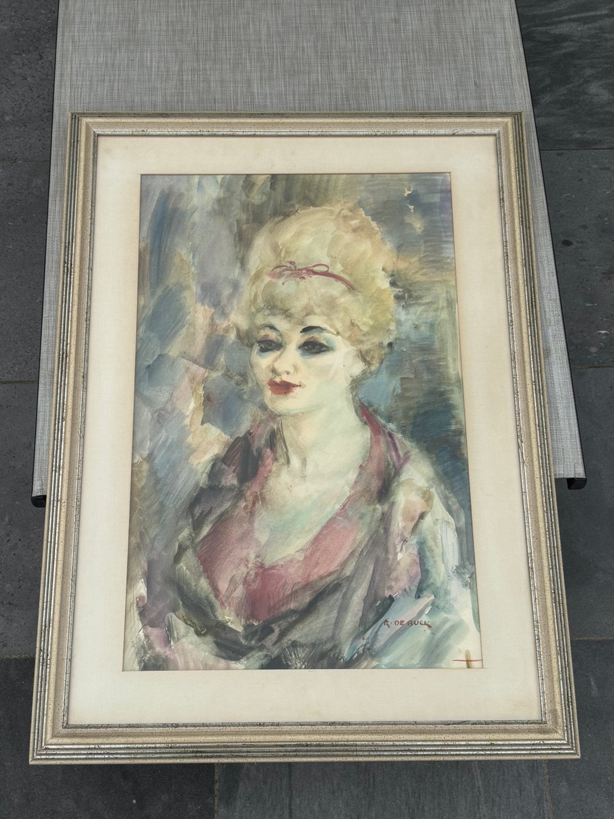 Aquarelle de Raphaël De Buck - Courtisane, Enlèvement, Signé, Aquarelle, Fleurs