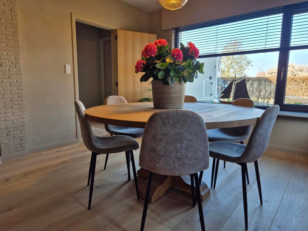 Ronde eiken kasteeltafel, Huis en Inrichting, Tafels | Eettafels, Ophalen of Verzenden