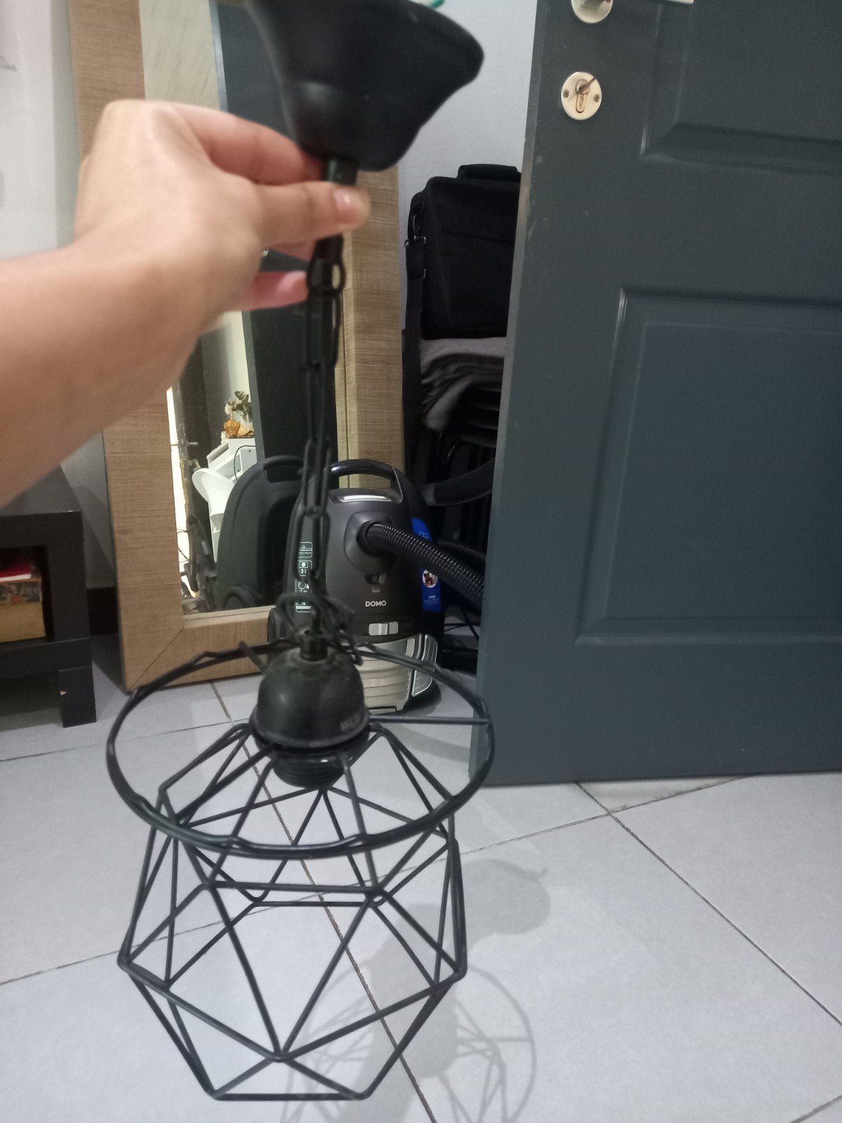 Zwarte Geometrische Draadlamp (IKEA BRUNSTA), Enlèvement, E27 (grand), Métal, Neuf