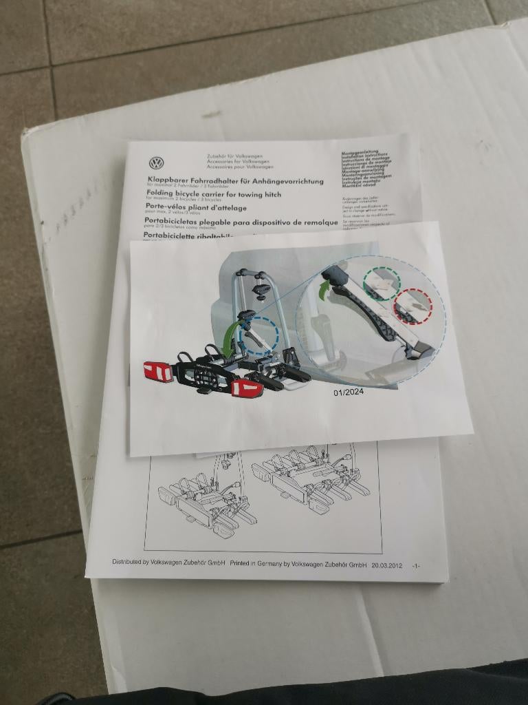 Fietsendrager Volkswagen trekhaak 3 fietsen, Ophalen, 3 fietsen of meer, Nieuw, Trekhaakdrager