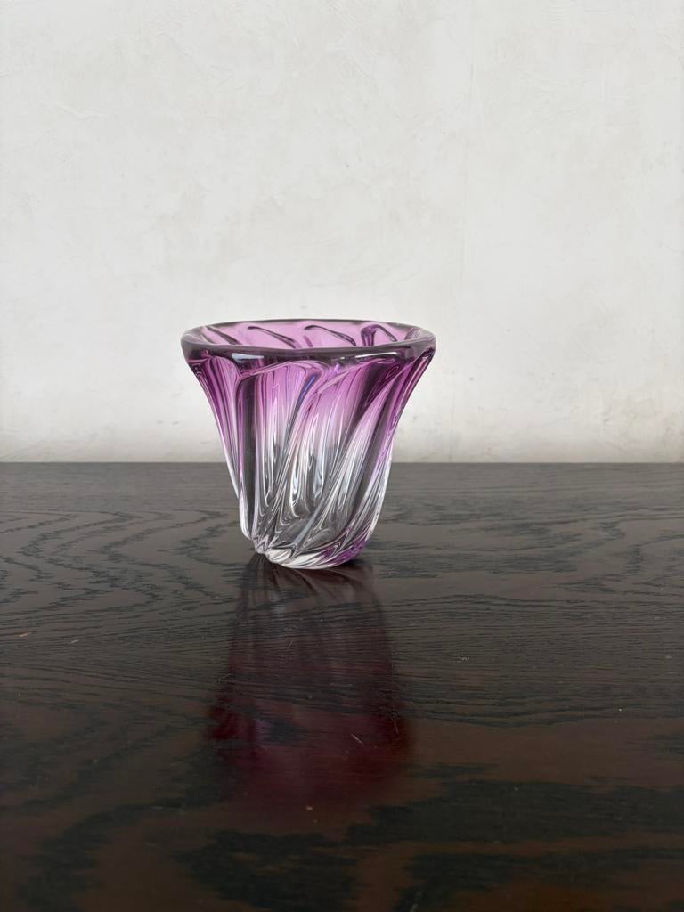 Val Saint Lambert kristallen vaas – amethyst paars, jaren 50, Ophalen of Verzenden