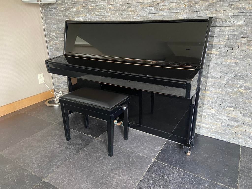 Houten piano zwart met kruk, Muziek en Instrumenten, Ophalen, Gebruikt, Zwart, Piano