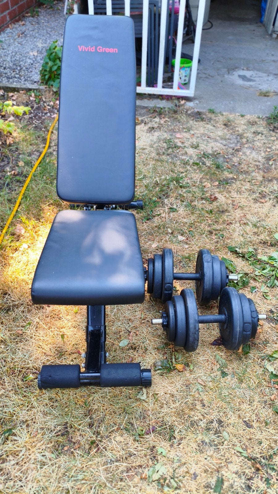 Zo goed als nieuwe Fitness Set: Vivid Green Halterbank + Vir, Sport en Fitness, Ophalen, Zo goed als nieuw