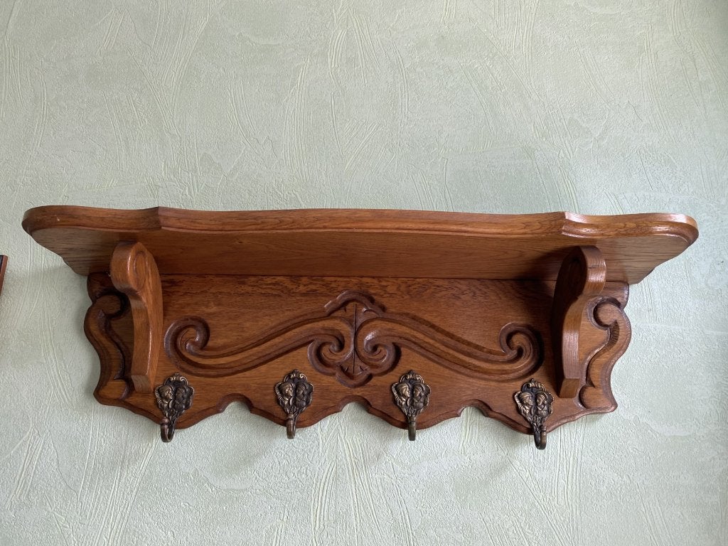 Porte manteaux Vintage en chêne, Enlèvement, Comme neuf, Bois, Portemanteau mural