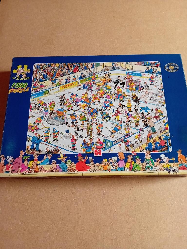 Jan Van Haasteren puzzel "Ijshockey" 1500st, Ophalen of Verzenden, 500 t/m 1500 stukjes, Gebruikt, Legpuzzel