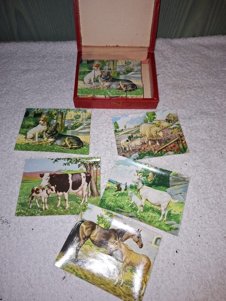oude houten blokkendoos, begin 1900, Antiek en Kunst, Curiosa en Brocante, Ophalen of Verzenden