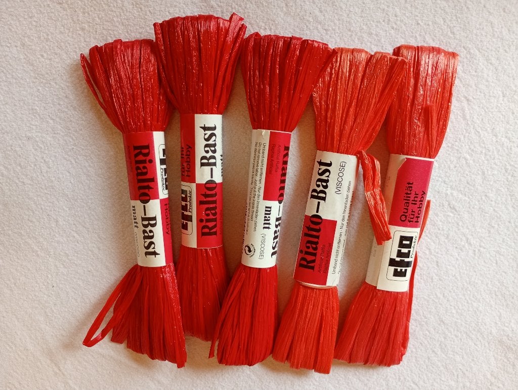 Rialto bast raffia rood 5x, Ophalen of Verzenden, Nieuw, Rood, Knutselmateriaal