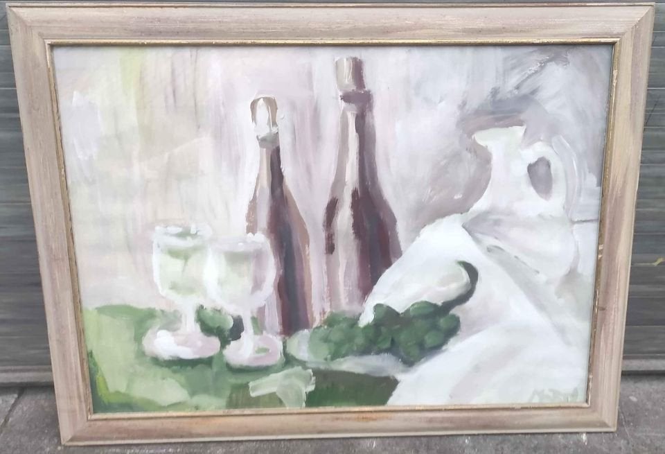 Huile sur papier nature morte signe, Antiek en Kunst, Kunst | Schilderijen | Klassiek, Stilleven, Papier, Ophalen of Verzenden