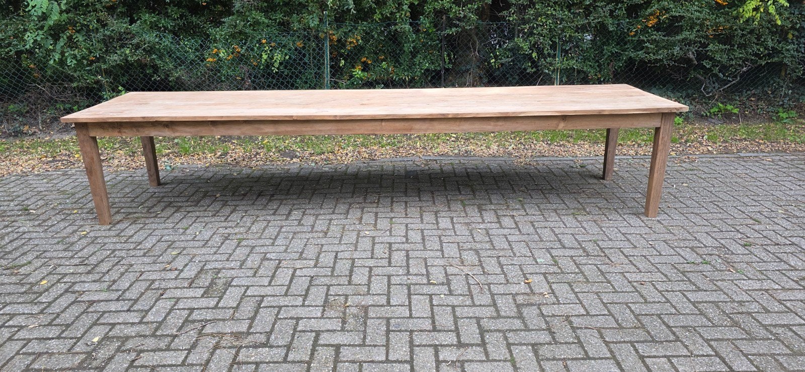 400 cm lange authentieke boerentafel mooi rustiek blad, Ophalen of Verzenden, Gebruikt