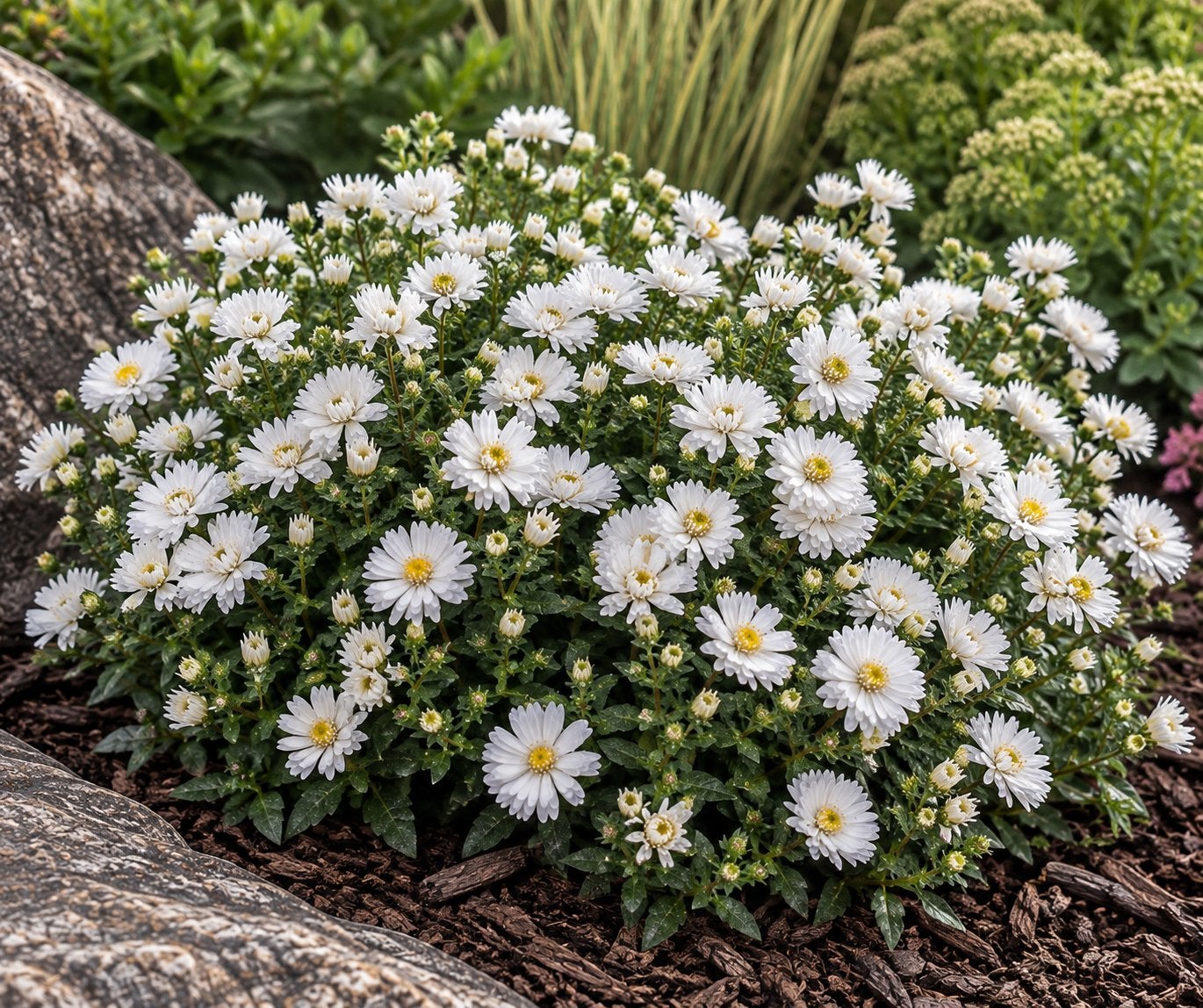 (Herfst)Aster Dumosus ‘Schneekissen’  vaste plant, Ophalen, Herfst, Vaste plant