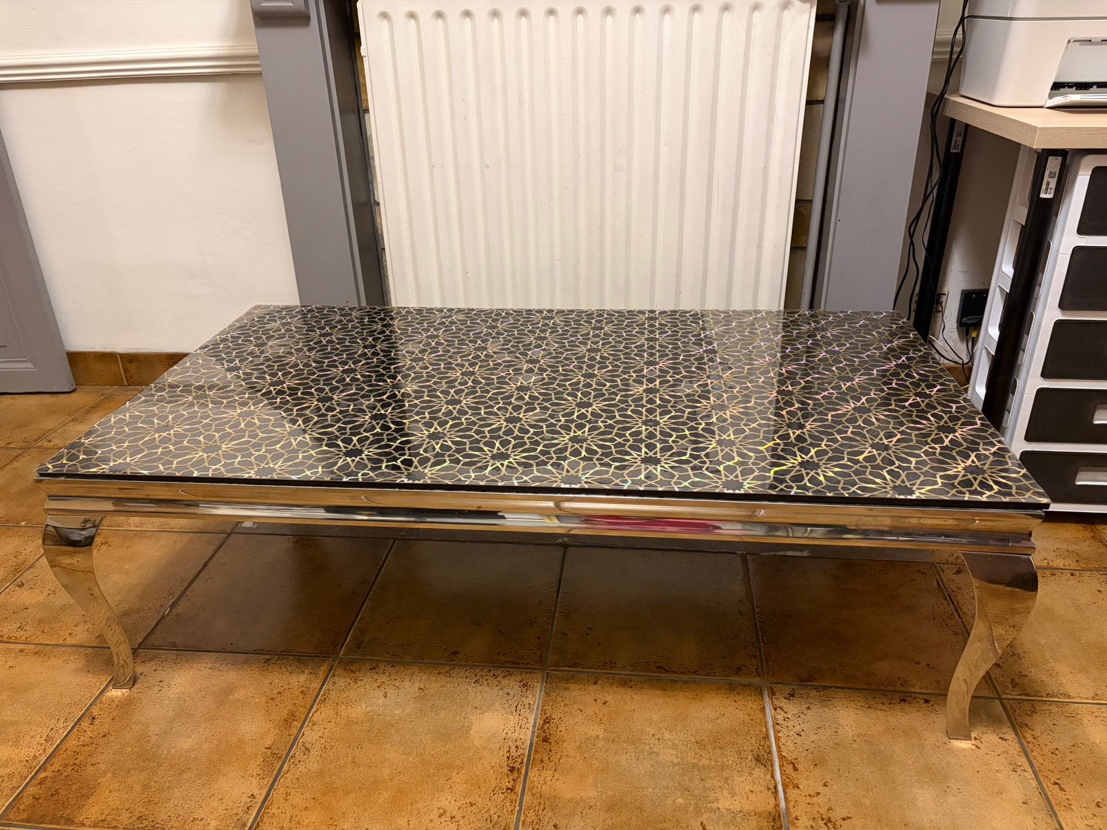Table en verre noir, Maison & Meubles, Enlèvement, Comme neuf, Verre