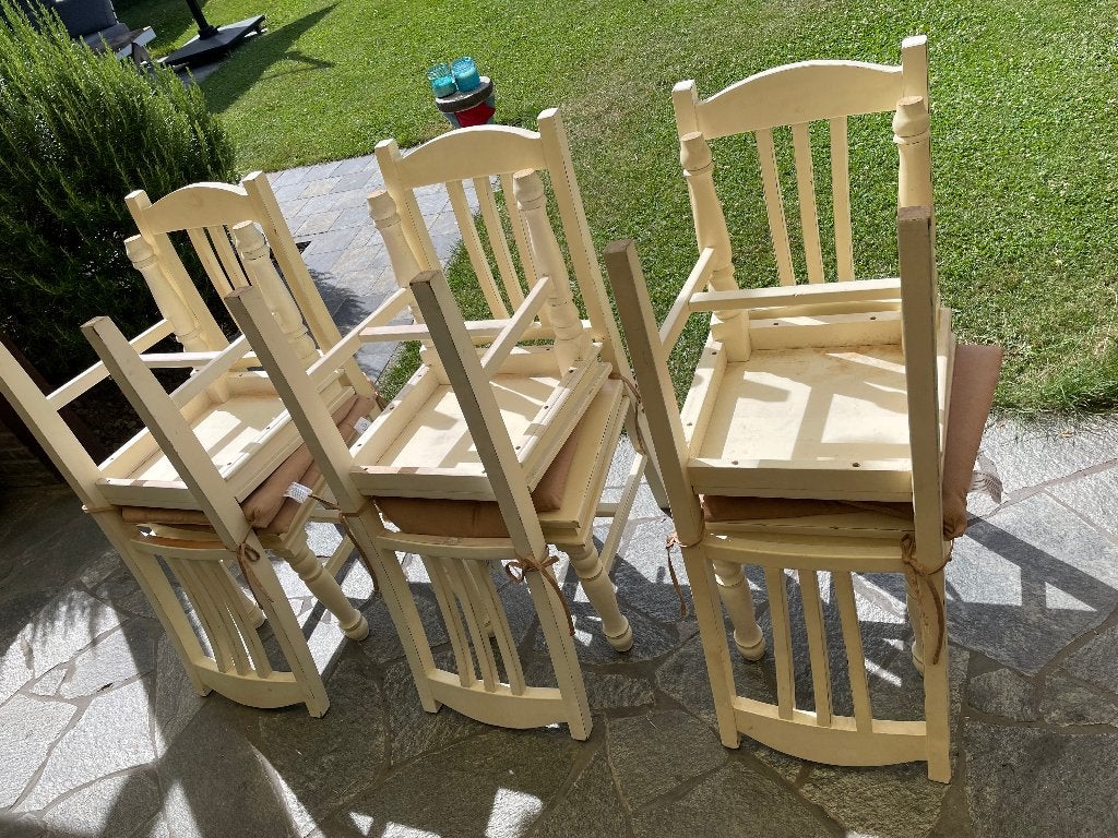 6 massief houten eetkamerstoelen, Ophalen, Gebruikt, Vijf, Zes of meer stoelen, Hout