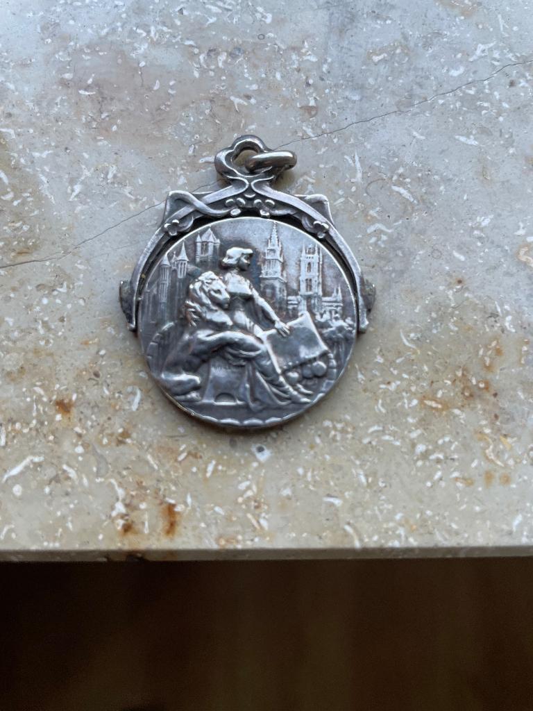 Draagpenning, medaille Gentse gemeenteraad 1906, Postzegels en Munten, Penningen en Medailles, Zilver, Ophalen of Verzenden