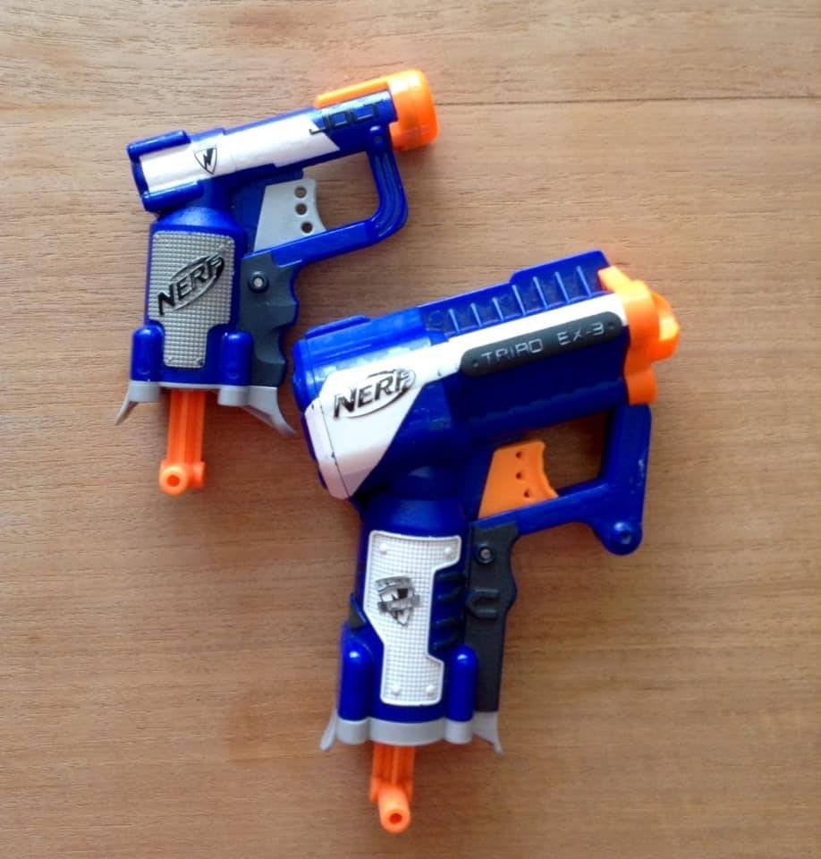 Set van 2 Nerf N-Strike Elite blasters (Triad EX-3 & Jolt), Ophalen of Verzenden, Zo goed als nieuw