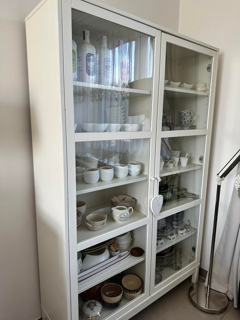 Vitrine blanche ikea bois massif, Maison & Meubles, Enlèvement, Comme neuf