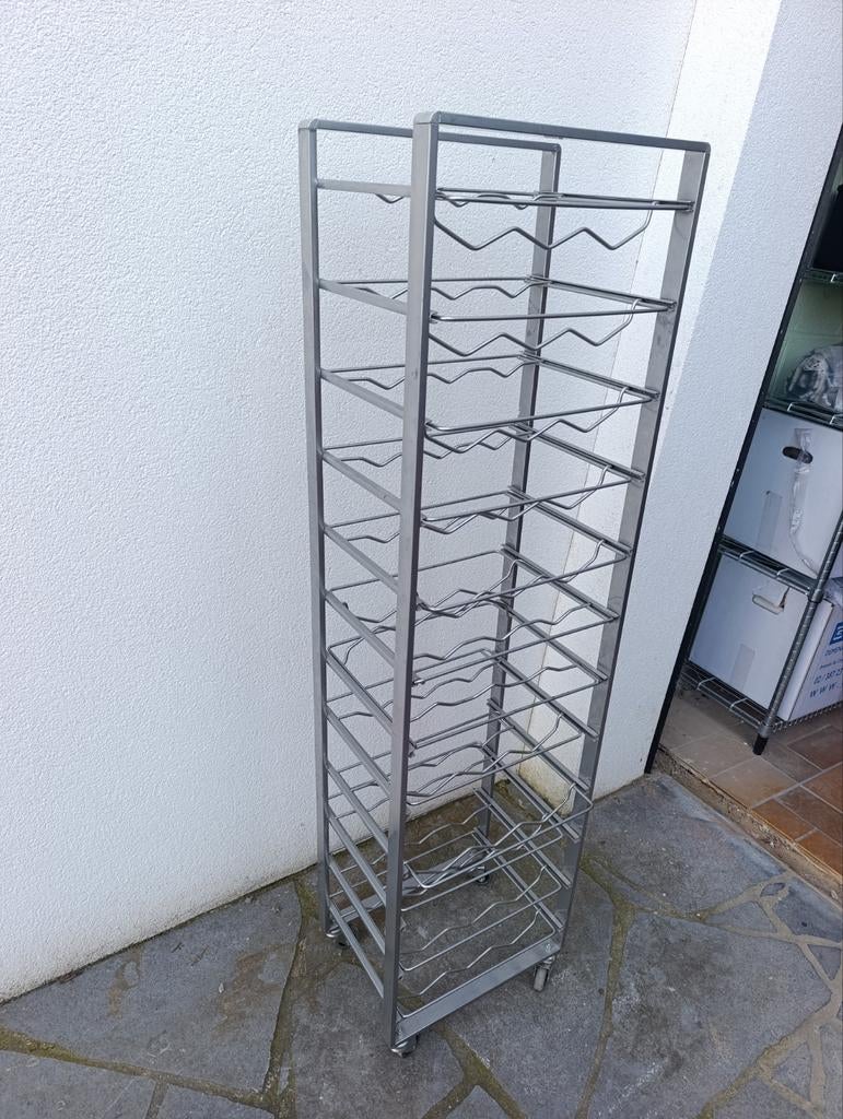 Grand casier à vin métallique sur roulettes – 36 bouteilles, Enlèvement, Métal