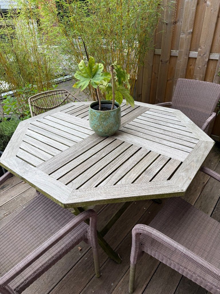 Table de jardin en teck, Jardin & Terrasse, Tables de jardin, Enlèvement, Utilisé, Rond, Bois de teck