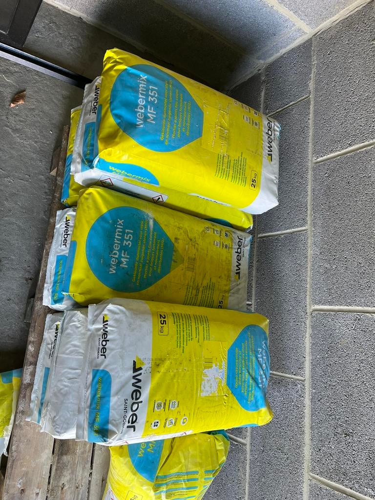 8 sacs 25kg Webermix MF351- 2771, Bricolage & Construction, Briques, Enlèvement, Comme neuf