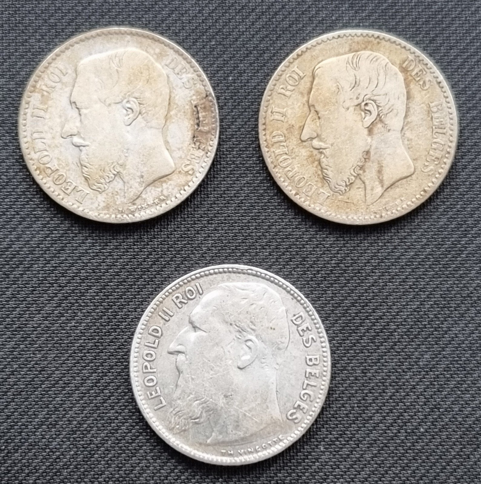 3 Monnaies belges de 1F/1Franc Leopold II, Enlèvement, Monnaie