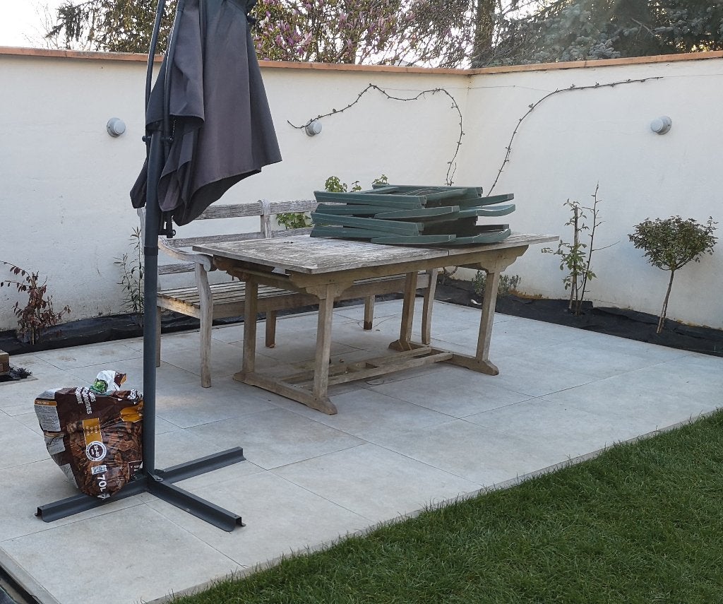 Carrelage de terrasse gris 60x60 (#15), Jardin & Terrasse, Enlèvement, Utilisé, Tuiles de terrasse