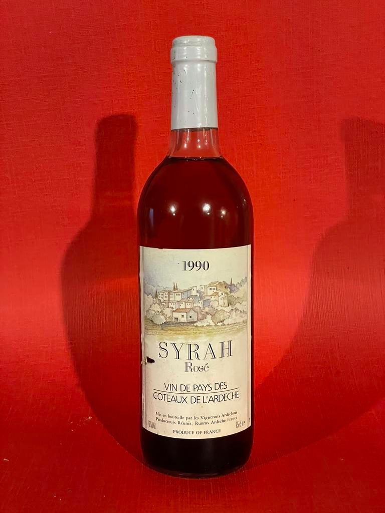 Vintage 1990 Syrah Rosé Franse wijn fles, Verzamelen, Wijnen, Ophalen of Verzenden, Zo goed als nieuw, Frankrijk