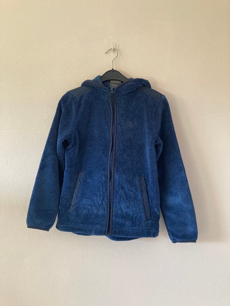 Blauw warm vestje met rits en kap, Jack Wolfskin, 140, 10 j, Jongen of Meisje, Trui of Vest, Jack Wolfskin, Ophalen of Verzenden