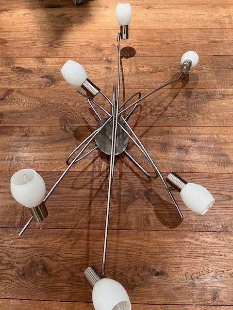 Moderne Plafondlamp (6 LED lampen, dimbaar), Ophalen, Zo goed als nieuw, Glas