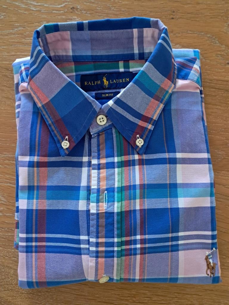 Meerkleurig herenhemd met lange mouwen, maat medium/slim fit, Vêtements | Hommes, Chemises, Tour de cou 39/40 (M), Enlèvement ou Envoi