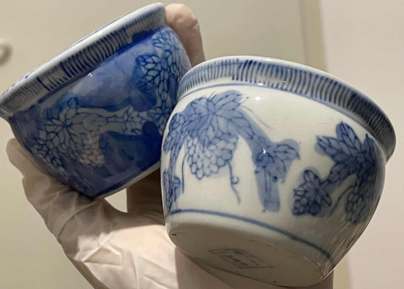 de 2 bols vintage en porcelaine bleue et blanche, Enlèvement ou Envoi
