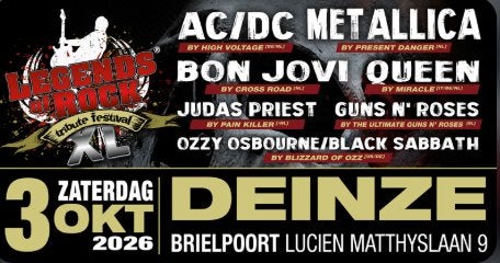 TICKETS LEGENDS OF ROCK TRIBUTE XL DEINZE, Twee personen, Oktober, Hard Rock of Metal