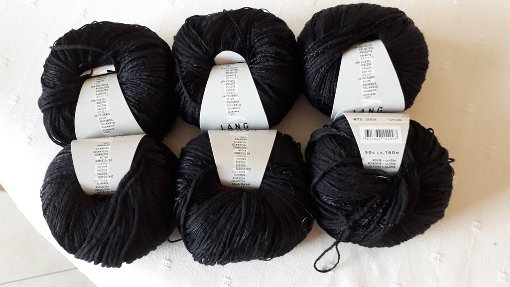 Ella, garen Lang Yarns, 6 bollen zwart, Hobby en Vrije tijd, Ophalen of Verzenden, Nieuw, Breien of Haken, Wol of Garen