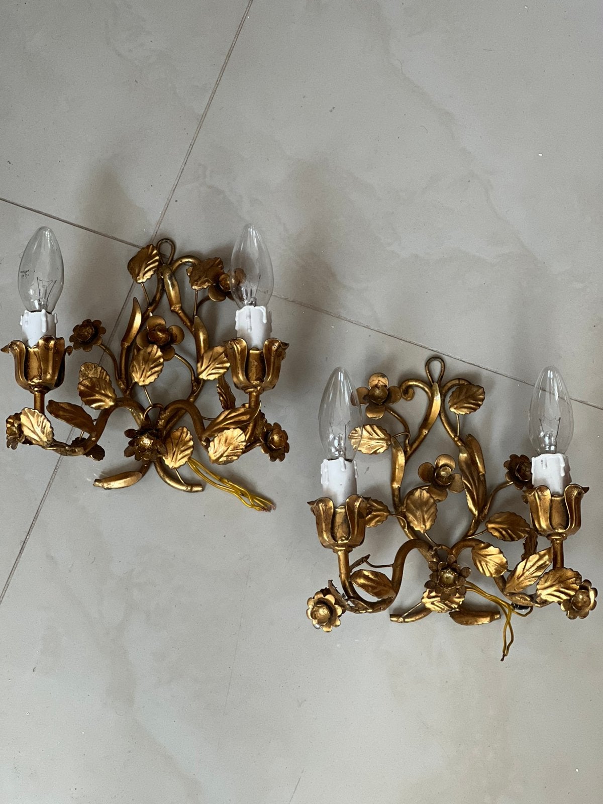 Appliques Vintage dorées 50/60’s, Maison & Meubles, Lampes | Appliques, Enlèvement, Comme neuf