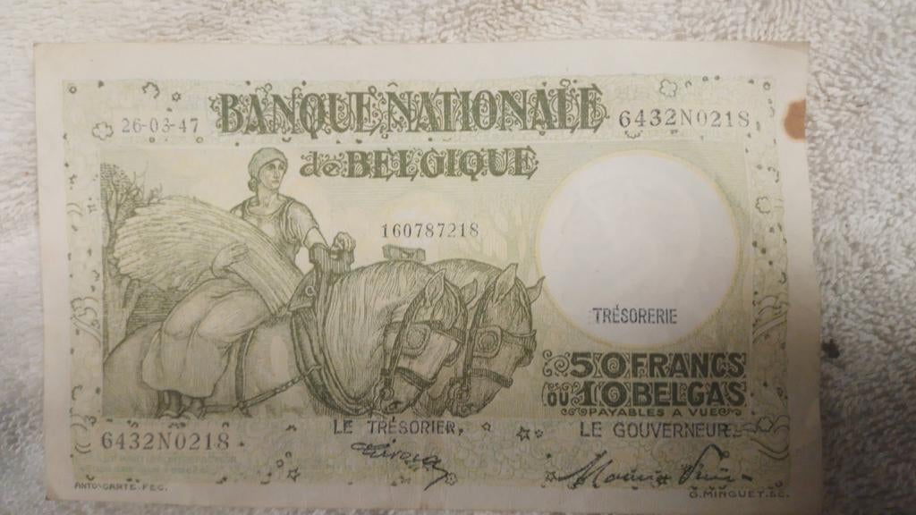 Billet belge de 50 francs 1947, Enlèvement