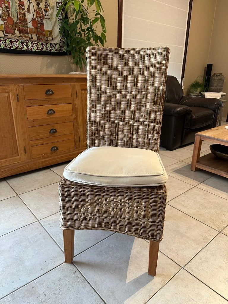 Set van 6 rieten stoelen, Huis en Inrichting, Ophalen, Bruin, Riet of Rotan, Vijf, Zes of meer stoelen
