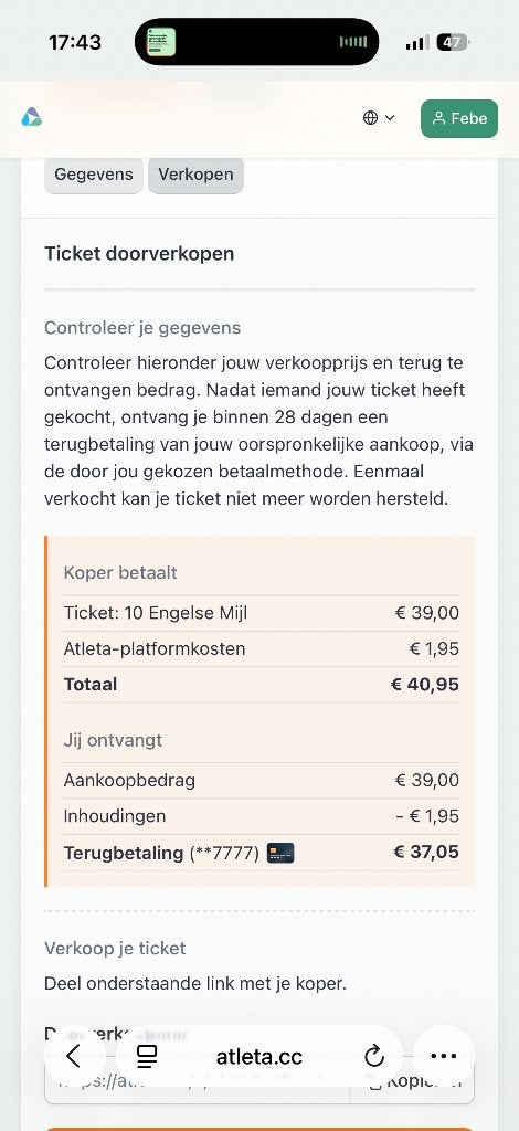 Startbewijs/ticket Damloop morgen!, Tickets en Kaartjes, Eén persoon, September