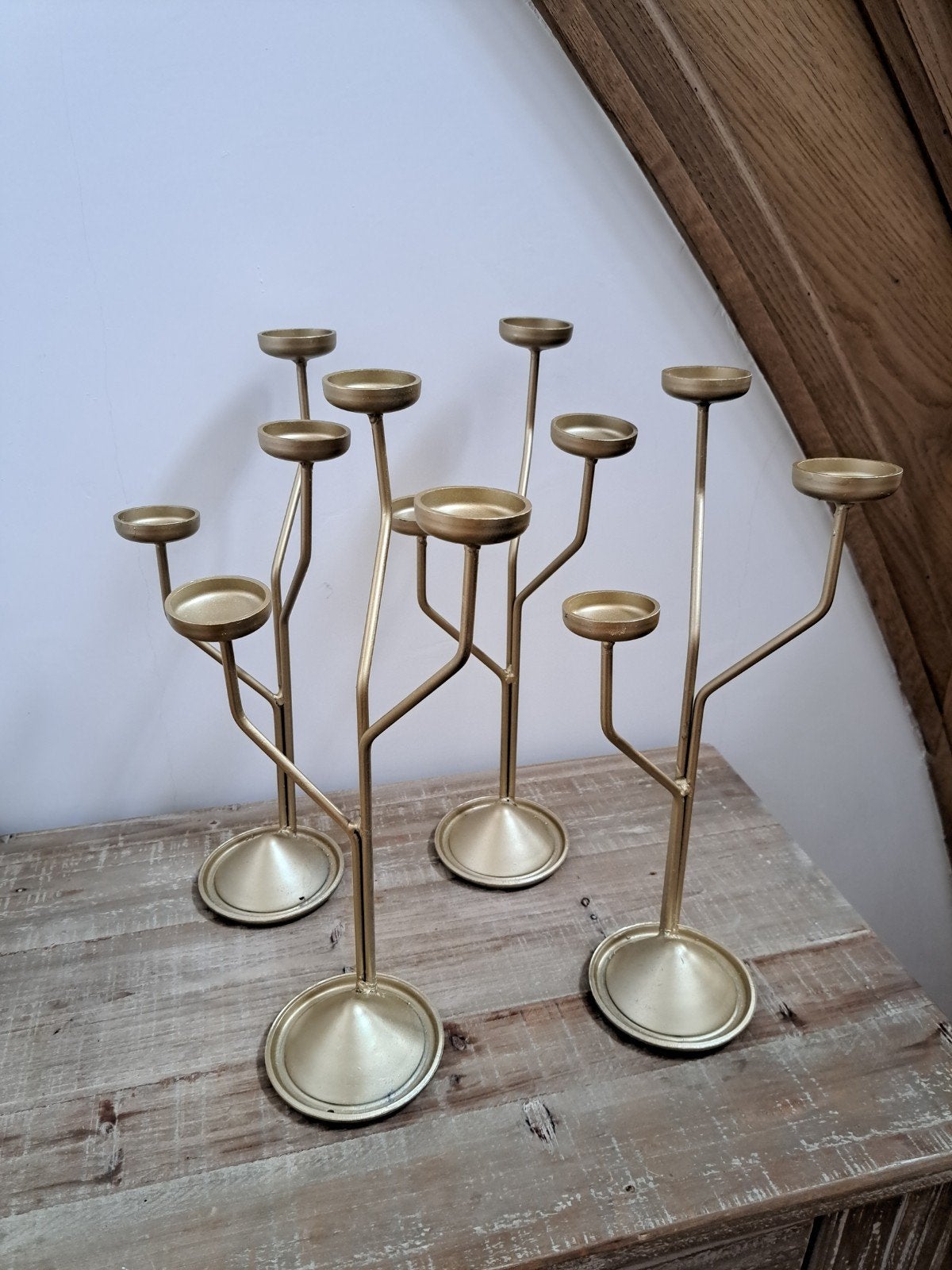 4 goudgespoten kandelaars, Ophalen, Goud