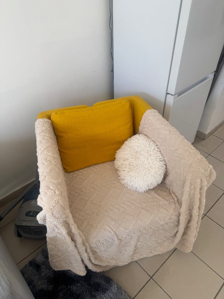 Fauteuil jaune, Maison & Meubles, Fauteuils, Utilisé, Bois, 75 à 100 cm, 75 à 100 cm, Enlèvement