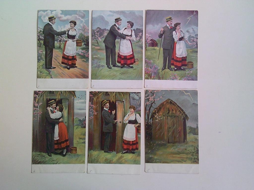 Serie van 6 oude postkaarten, Ophalen of Verzenden