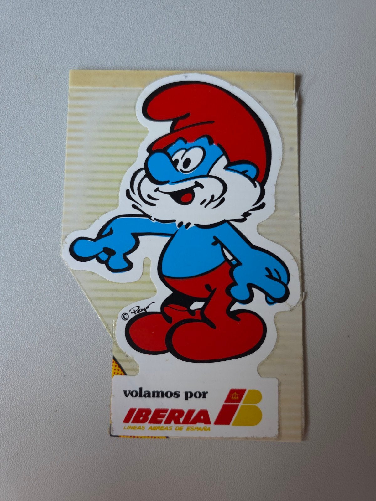 Autocollant Grand Schtroumpf Iberia, Verzamelen, Smurfen, Gebruikt, Overige typen, Grote Smurf, Verzenden