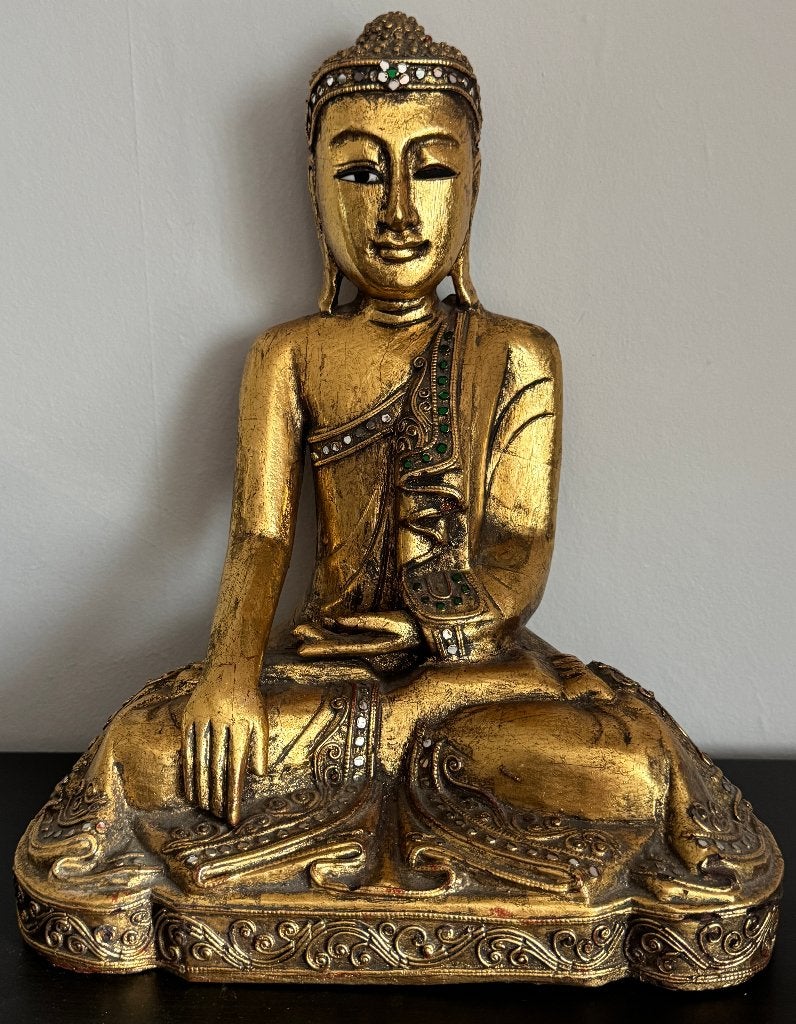 Ancien Bouddha Mandalay Birmanie 1950-60 en Bois, Antiquités & Art, Art | Art non-occidental, Enlèvement ou Envoi, Bois, Objet rituel