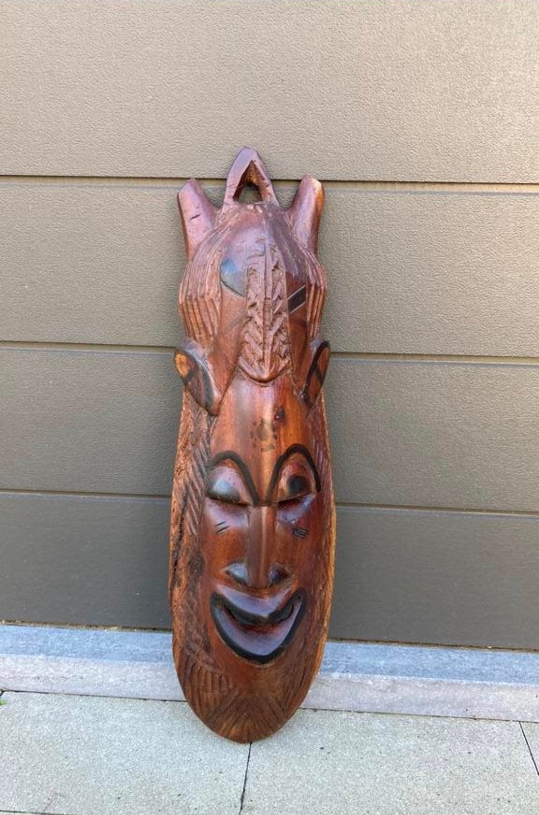Handgesneden Afrikaans masker, Antiek en Kunst, Ophalen, Masker