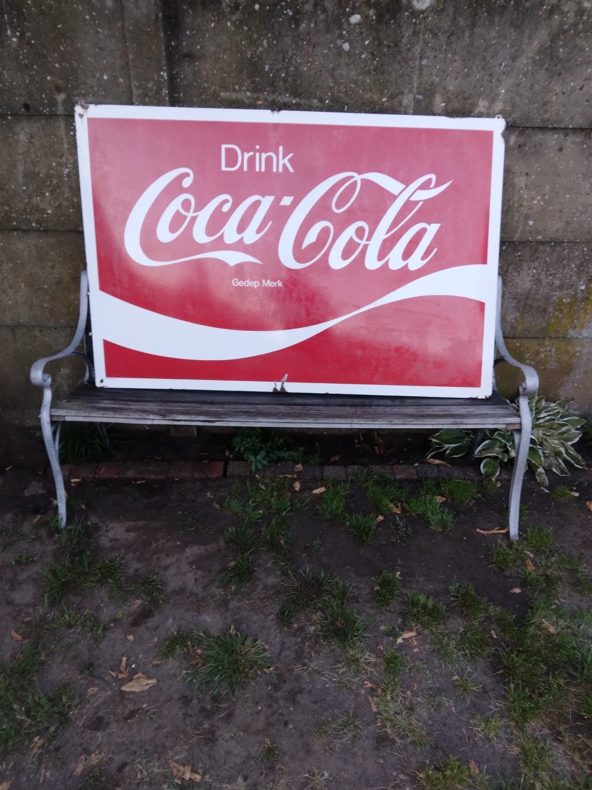 Grand panneau publicitaire en émail Coca-Cola, Collections, Enlèvement, Panneau publicitaire