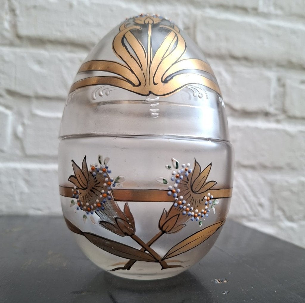 Bonbonnières/Boite en verre émaillé, plat en verre dépoli, Antiquités & Art, Enlèvement ou Envoi