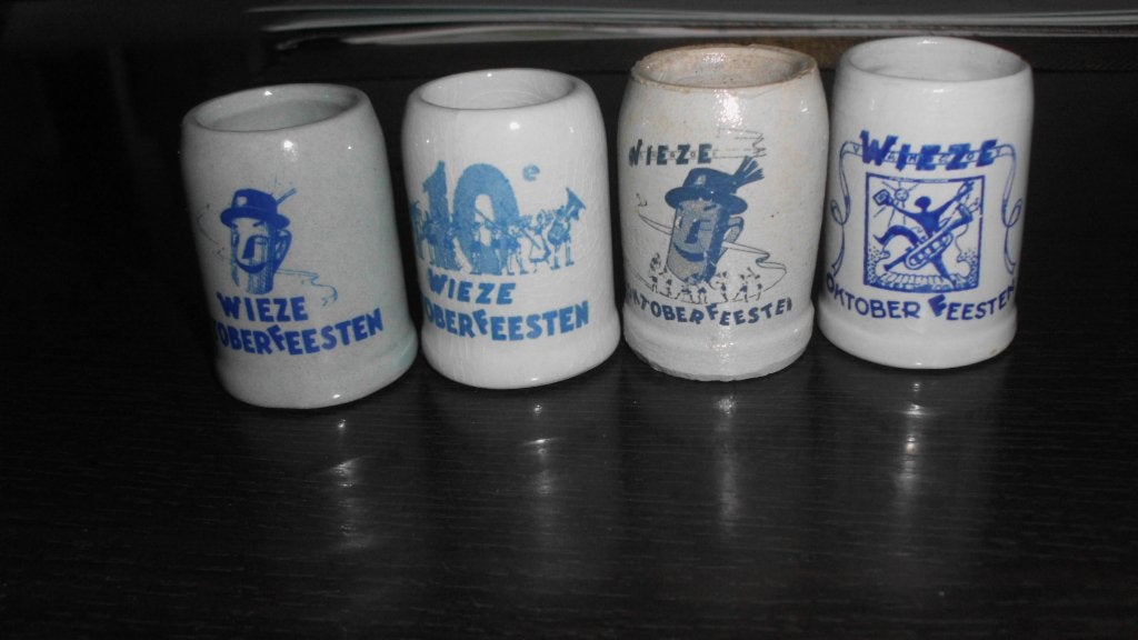 4 Mini bierpotjes van de wieze Oktoberfeesten, Verzamelen, Ophalen of Verzenden, Gebruikt, Overige merken
