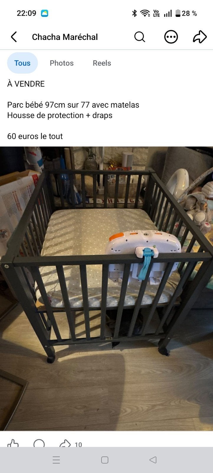 parc pour bébé, Enfants & Bébés, Enlèvement ou Envoi, Utilisé, Réglable en hauteur