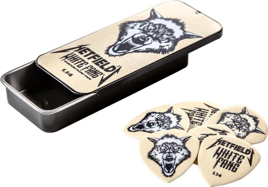 Jim Dunlop James Hetfield White Fang blikje plectrum 1.14 mm, Ophalen of Verzenden, Nieuw