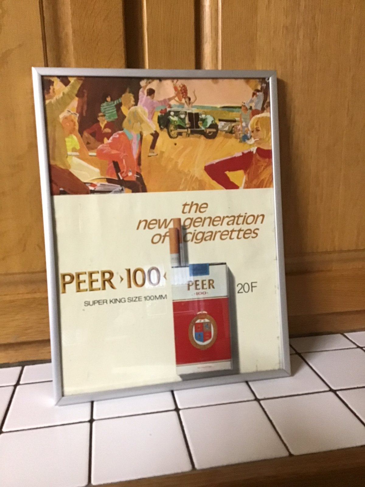 Publicité pour cigarettes vintage encadrée par 100, Enlèvement ou Envoi