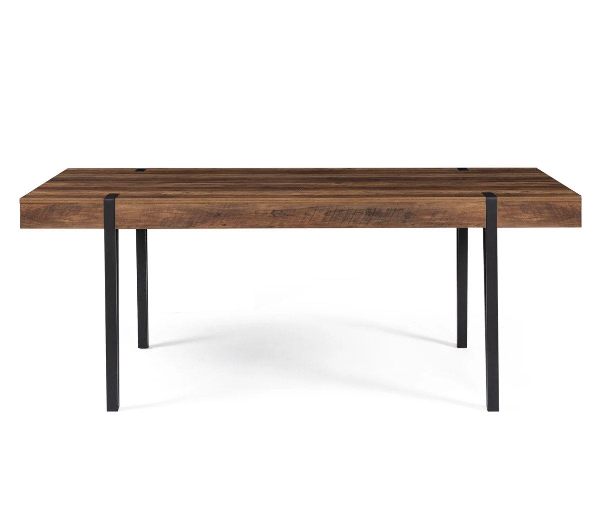 Eettafel met verouderd hout en zwart metaaleffect, Huis en Inrichting, Ophalen, Zo goed als nieuw, Metaal